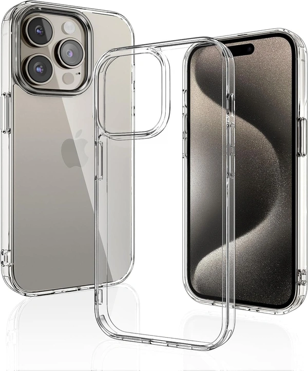 Generic  Clear Transparent Shockproof Scratch Resistant Protective Phone Soft Silicone Slim Cover for iPhone  11 To 16 Series(Transparent) - i phone 15 Pro Max