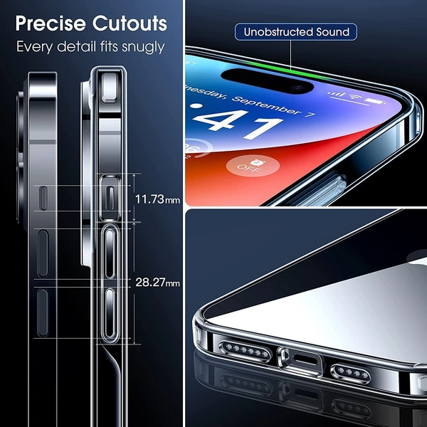 Generic  Clear Transparent Shockproof Scratch Resistant Protective Phone Soft Silicone Slim Cover for iPhone  11 To 16 Series(Transparent) - i phone 14 Pro Max