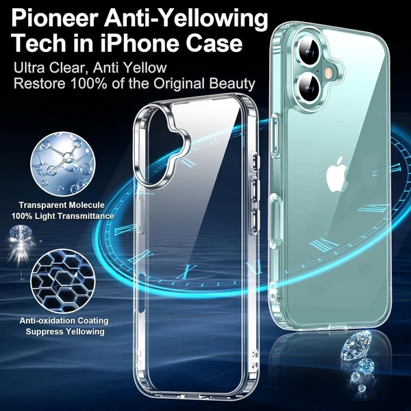 Generic  Clear Transparent Shockproof Scratch Resistant Protective Phone Soft Silicone Slim Cover for iPhone  11 To 16 Series(Transparent) - i Phone 16