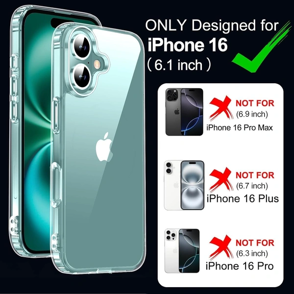 Generic  Clear Transparent Shockproof Scratch Resistant Protective Phone Soft Silicone Slim Cover for iPhone  11 To 16 Series(Transparent) - i Phone 16