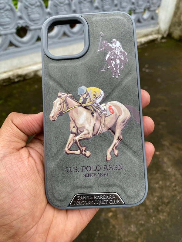 Generic  Santa Barbara U.S. Polo Assn. Horse Racing Design Phone Cover - Grey  - i Phone 14 Pro Max, Gray