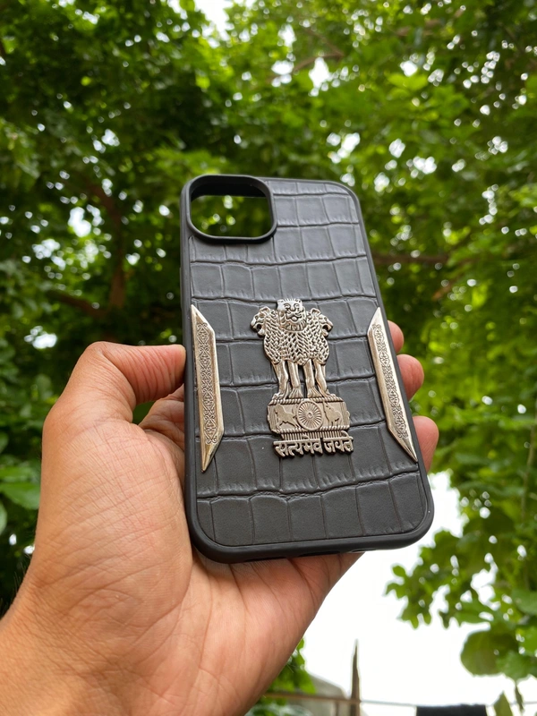 Generic  I Phone Indian National Emblem Lather For 10 To 16 Series - I Phone 16 Pro Max