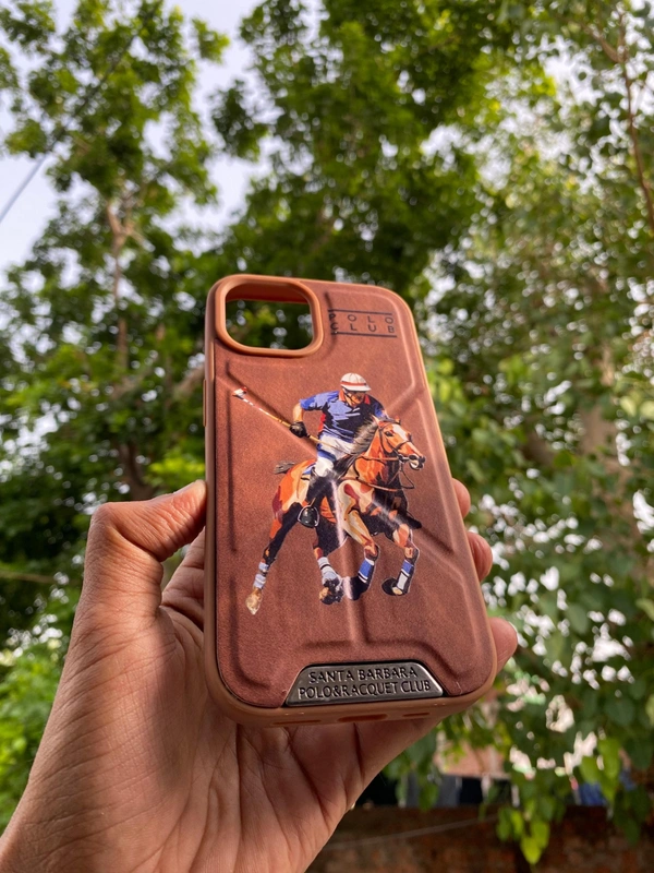 Generic  Santa Barbara U.S. Polo Assn. Horse Racing Design Phone Cover - brown  - i Phone 15 Plus, Brown