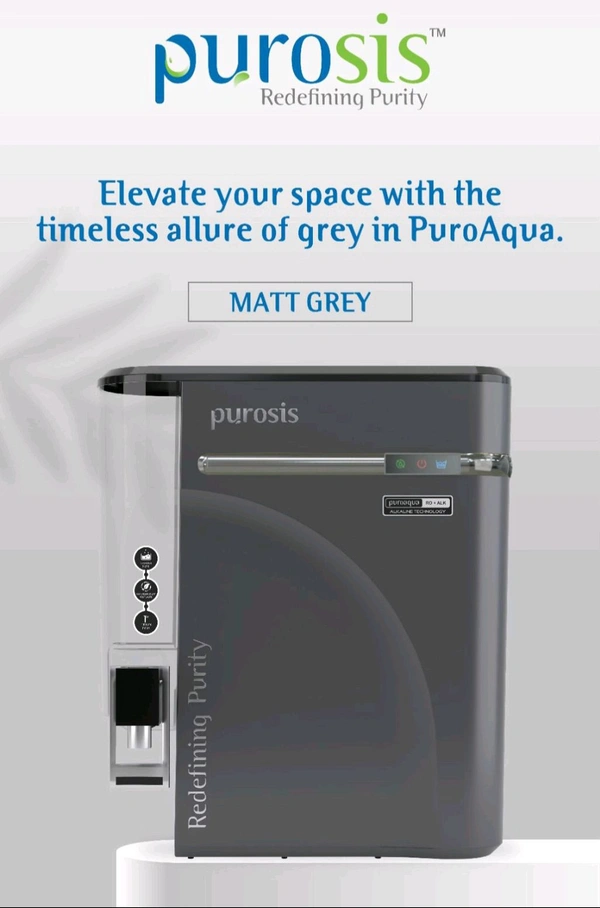 PUROSIS MATT GRAY RO UV TDS WATER PURIFIER READY SYSTEM
