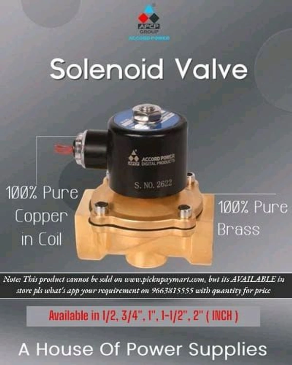 ACCORD BRASS SV |BRASS SOLENOID VALVE | 1/2 INCH | 3/8 INCH | 1 INCH | 1-1/2 INCH | 2 INCH SIZES 