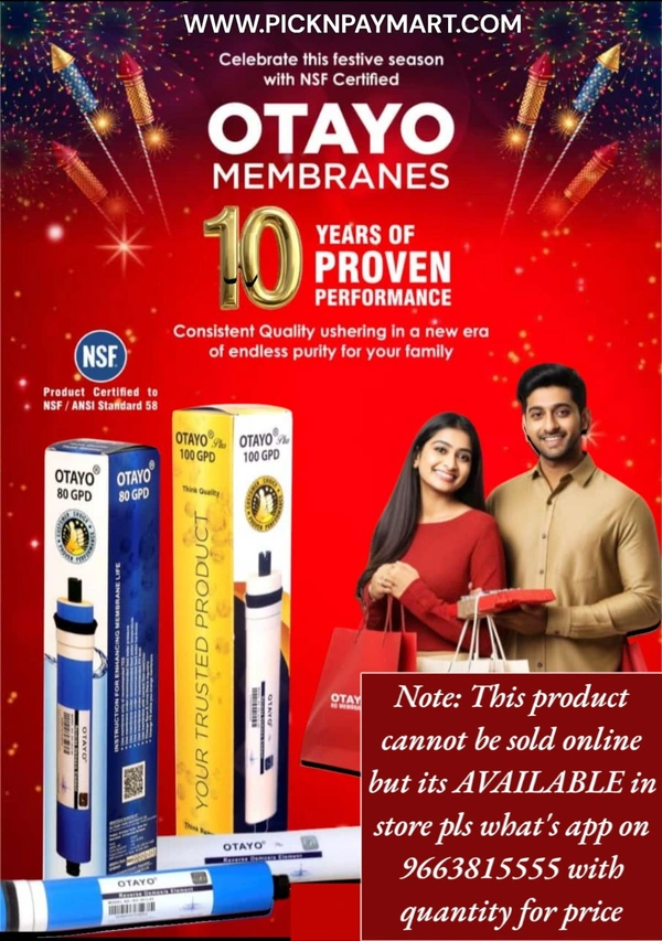OTAYO 80 GPD MEMBRANE | OTAYO 100 GPD MEMBRANE | MEMBRANE FOR RO WATER PURIFIER | HARD WATER RO MEMBRANE | HIGH PERFORMANCE RO MEMBRANE 
