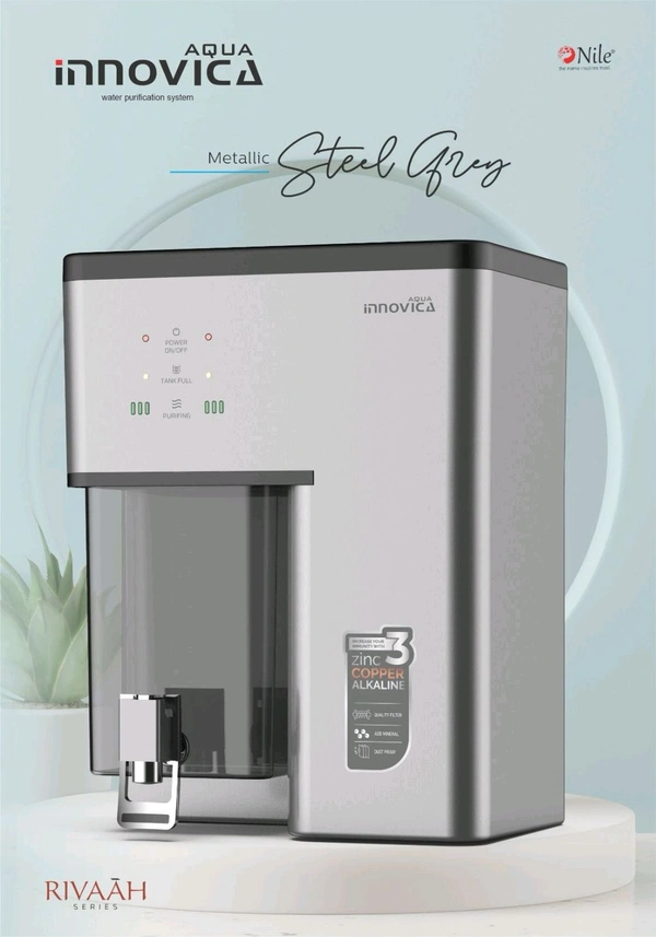 AQUA  INNOVICA COPPER + ALKALINE RO WATER PURIFIER 12L RO+UV+UF COPPER+BIO-ALKALINE +TDS CONTROL+UV PURIFIED WATER WITH GOODNESS OF COPPER AND ALKALINE RO WATER PURIFIER | METALLIC STEEL GRAY