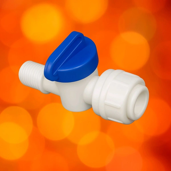 3/8 Shitong Plastic Ball Valve | 3/8 Push Fit x 1/4 Threaded RO Water Purifier Connector