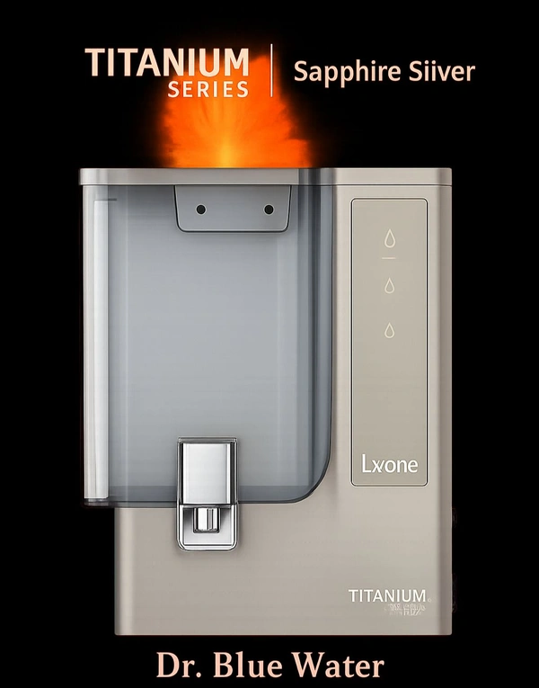Dr. Blue Water LX One Titanium Series – RO + UV + UF + TDS Water Purifier with Optional Copper Alkaline (Sapphire Silver, Transparent Tank)