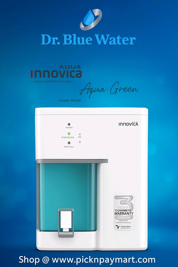 Innovica Aqua Green RO UV TDS Water Purifier with Optional UF + Copper + Alkaline | 100 GPD Booster Pump | 80 GPD RO Membrane | 1-Year Electrical Warranty
