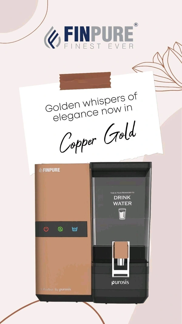 FINPURE COPPER G0LD RO UV TDS WATER PURIFIER | SUITABLE FOR ALL KIND OF WATER | WORKS UPTO 1000 TDS | 1 YEAR WARRANTY