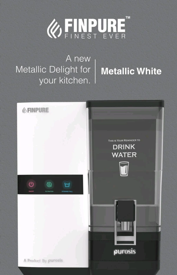 FINPURE METALIC WHITE RO UV TDS WATER PURIFIER | SUITABLE FOR ALL KIND OF WATER | WORKS UPTO 1000 TDS | 1 YEAR WARRANTY