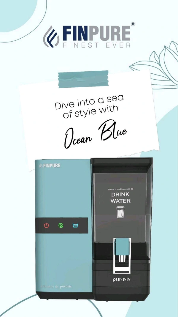 FINPURE OCEAN BLUE RO UV TDS WATER PURIFIER | SUITABLE FOR ALL KIND OF WATER | WORKS UPTO 1000 TDS | 1 YEAR WARRANTY