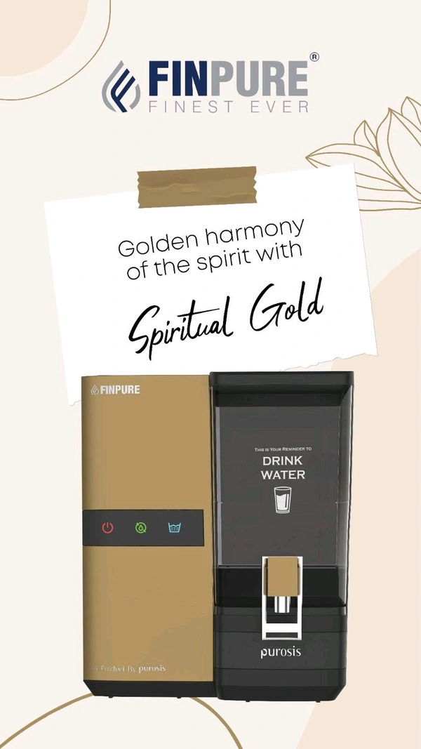 FINPURE SPIRITUAL GOLD FINPURE METALLICA BLACK RO UV TDS WATER PURIFIER | SUITABLE FOR ALL KIND OF WATER | WORKS UPTO 1000 TDS | 1 YEAR WARRANTY