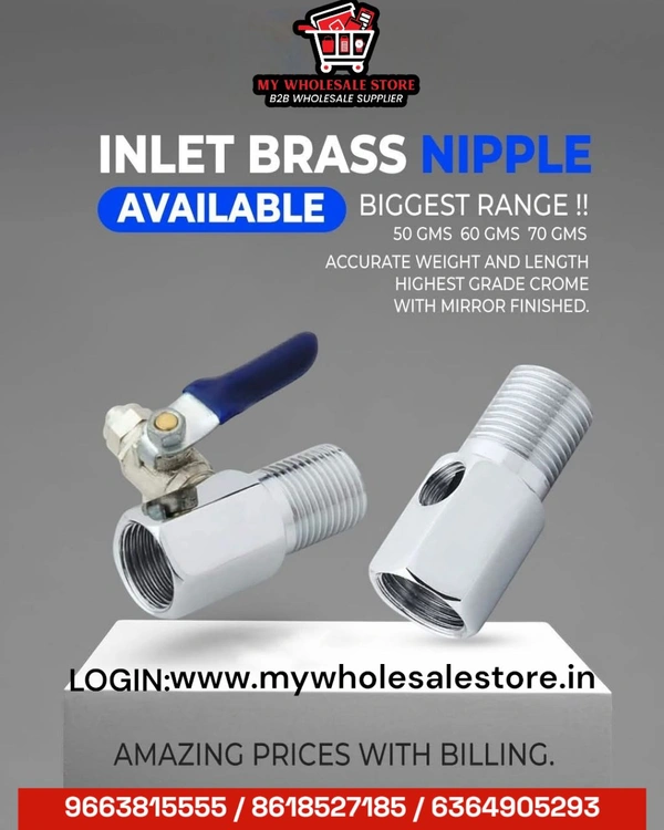 INLET BRASS NIPPLE 70 GRAM WITHOUT VALVE