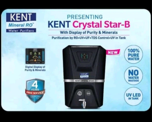 KENT CRYSTAL STAR- BLACK RO+UV+UF+TDS CONTROLLER WATER PURIFIER 
