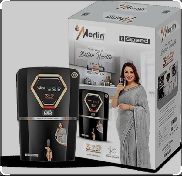 MERLIN I Speed Copper Black RO+ZINC+COPPER+ALK+UV+UF+TASTE ADJUSTER