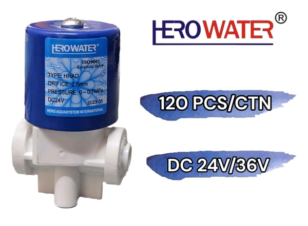 HERO WATER Solenoid Valve – DC 24V/36V | 2.5mm Orifice | High-Quality Water Flow Control