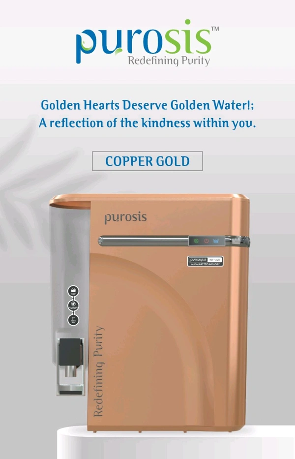 PUROSIS COPPER GOLD RO UV TDS WATER PURIFIER READY SYSTEM