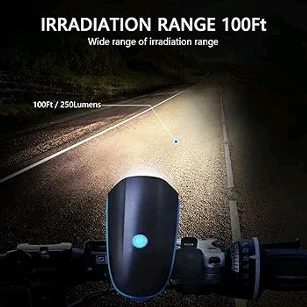 2-in-1 Rechargeable - Cycle Light (3 Modes) Cycle Light and Horn/Cycle Lights Rechargeable Waterproof (140 dB) Cycle Light with Horn Cycle LED Front Light | Cycle Bell