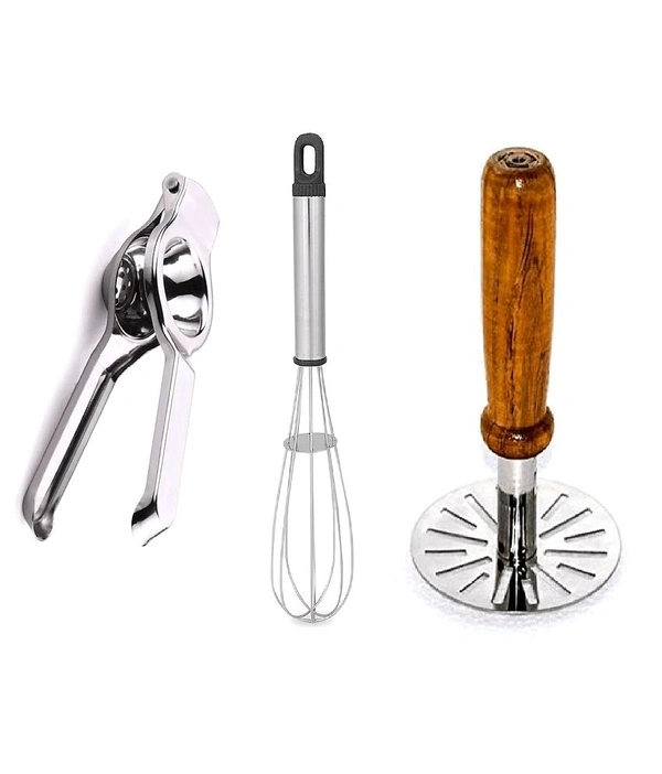 Combo Of Masher Whisk And Lemon Squeezer