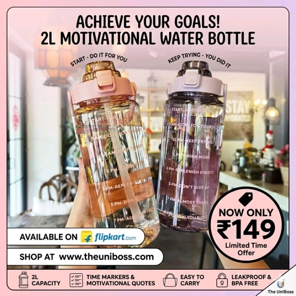 VedaQ 2 Litre Motivational Water Bottle
