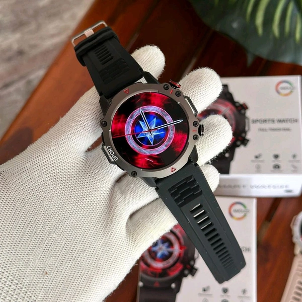 TF 10 Pro Captain America Smartwatch With 100% Water Proof + Ultra Amoled Hd Display | High Quality Metal Body Long Lasting Battry Back Up