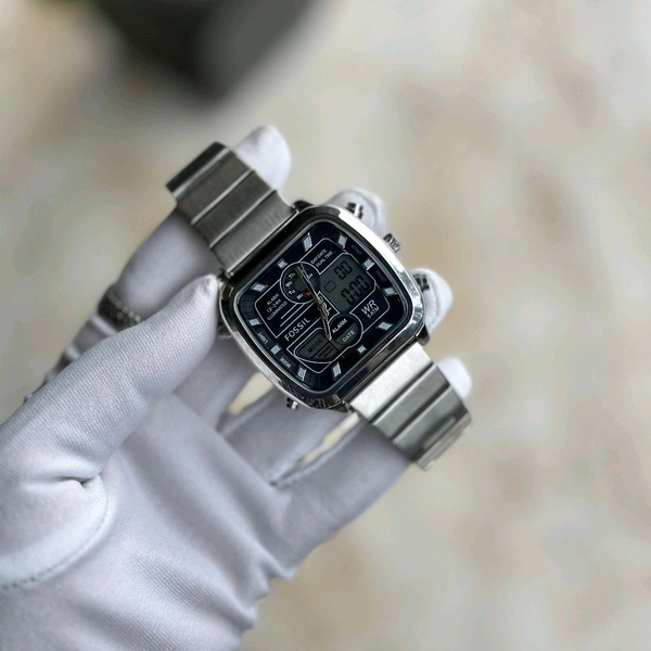 Fossil Retro Anadigital Analog-Digital Black Dial Men's Watch  With High Quality Strap Best Finishing Body & Case