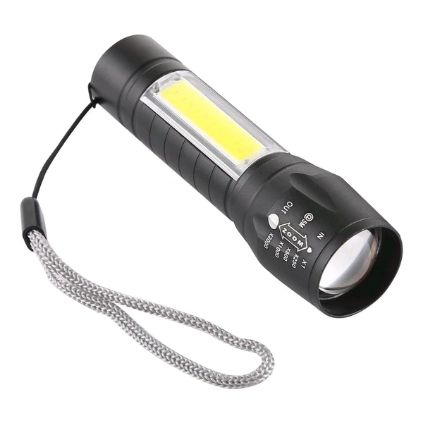 LED Flashlight, Super Bright LED Torch, Waterproof Flashlight,4 Light Modes For Camping Hiking and Emergency Use Torch (Black: Rechargeable) 6 hrs Torch Emergency Light (Black)