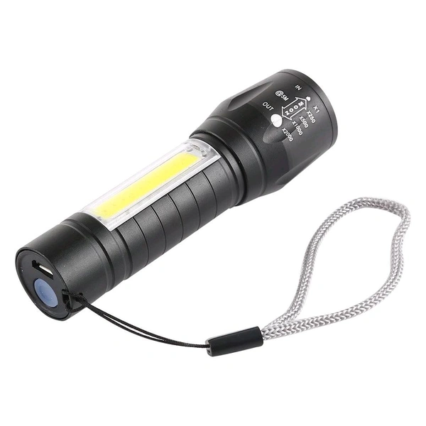 LED Flashlight, Super Bright LED Torch, Waterproof Flashlight,4 Light Modes For Camping Hiking and Emergency Use Torch (Black: Rechargeable) 6 hrs Torch Emergency Light (Black)