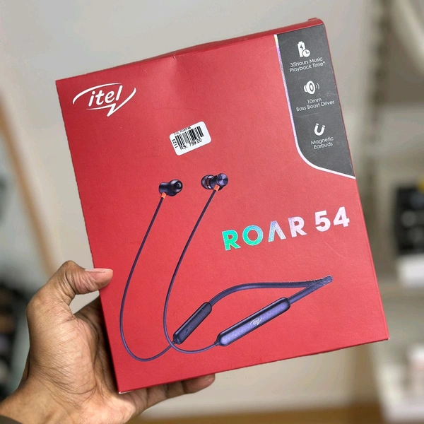 Original itel Roar 54 Bluetooth Neckband Upto 35 Hours Music Playback Time