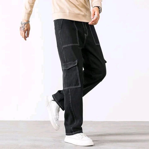 Trendy Denim Cargo Pants - Stylish and Comfortable!
