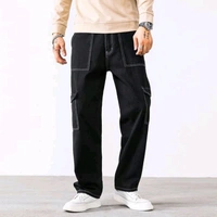 Trendy Denim Cargo Pants - Stylish and Comfortable! - M, Black