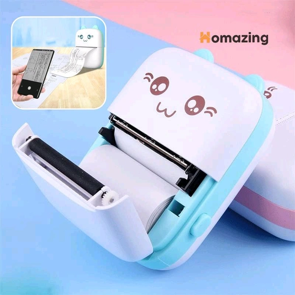 Mini Thermal Printer with 2 Rolls Paper Portable Phone Study Printer for Pictures, Photos Journals DIY Compatible with Phone