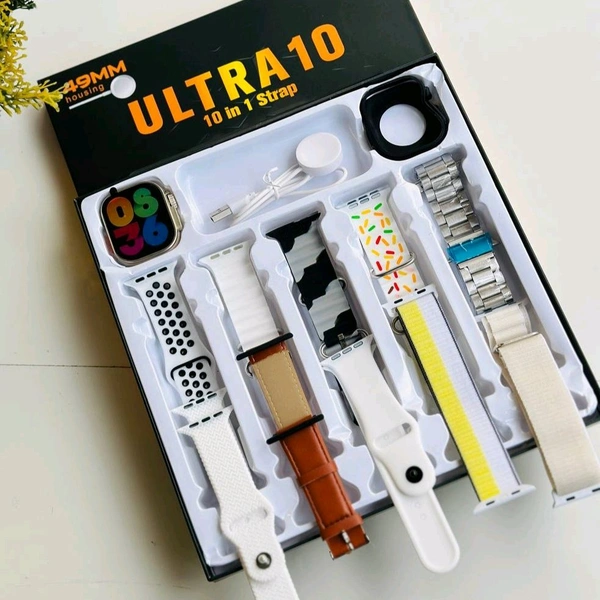 Ultra Smart Watch 8 Special Edition Combo Set, 10 in 1 Stap With Case, Bluetooth Calling Support, iOS and Android Compatible