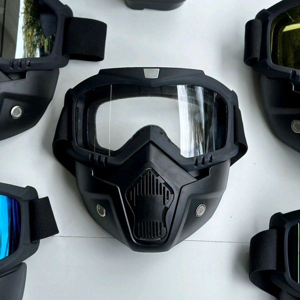 Nufra Store Goggle Mask Anti Scratch UV Protective Face & Eyewear Windproof Dirt Shield with Soft Foam Padded Detachable Mouth Filter for Cycling Bike Off Road Racing Ride Unisex