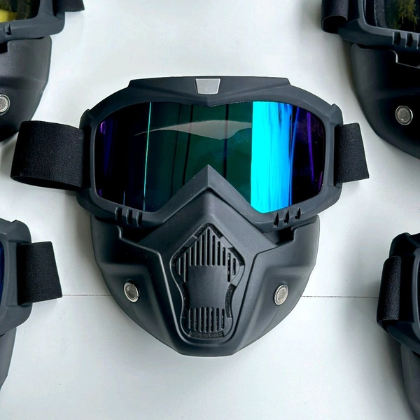 Nufra Store Goggle Mask Anti Scratch UV Protective Face & Eyewear Windproof Dirt Shield with Soft Foam Padded Detachable Mouth Filter for Cycling Bike Off Road Racing Ride Unisex