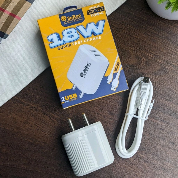 Original SoRoo 18 W Quick Charge 3.4 A Wall Charger for Mobile with Detachable Cable (WIGHT, Cable Included)