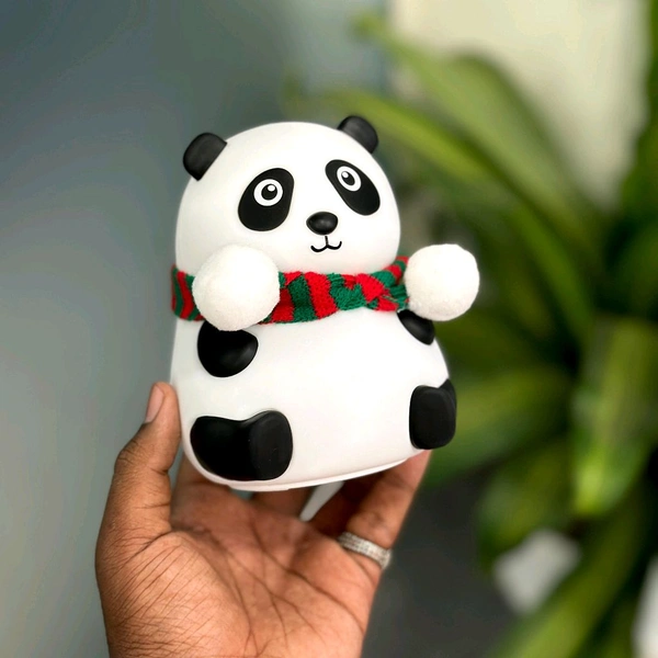 Cute Panda Silicon USB Rechargeable Night Light Lamp Night Lamp (8.5 cm, Multicolor)