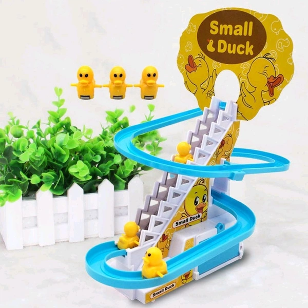 Duck Track Toys for 3+ Ages Kids, Funny Automatic Stair Climbing Ducklings Cartoon Race Track Set Little Lovely Duck Slide Toy Escalator Toy with Lights and Music, 3 Pcs Small Duck.