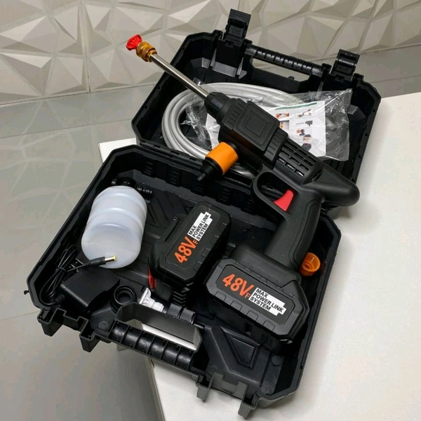 High Pressure Water Gun Wireless High Pressure Washer Water Spray Gun for Car Wash Bike Washing Cleaning (Electric car wash Gun, Battery 2)