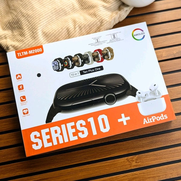 New TLTM-M2000 Smart Watch & Earbuds, Full Touch Screen, Fitness Tracker, Voice Assistant, Wireless Call Make/Answer, Music Control, Message Notifications, Perfect Gift