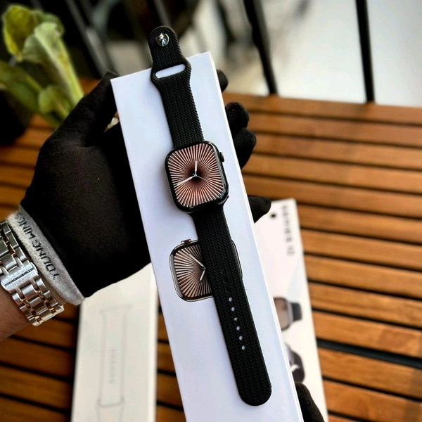 Series 10 Smartwatch – Edge to Edge Display, Bluetooth Calls, Weather & Music Control, Sports Modes, Wireless Charging, Silicone Band - Perfect Gifting