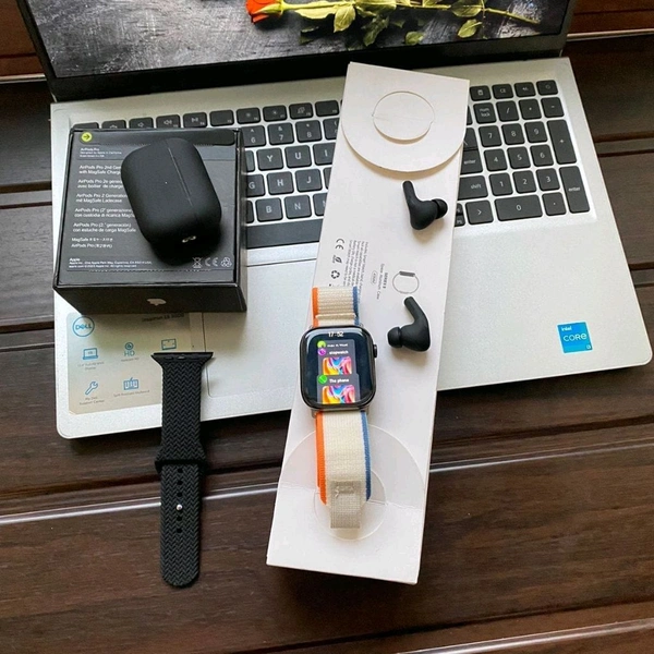 Best Value Combo Deal | Series 9 Smartwatch + TWS Earbuds (Black Edition) + Dual Strap