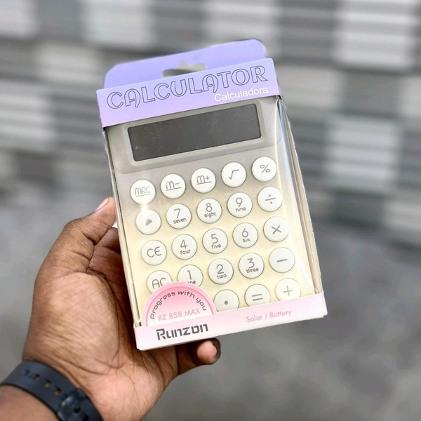 Cute Retro Color Button Calculator – 12-Digit Display | Soft Silicone Buttons | GT & % Keys
