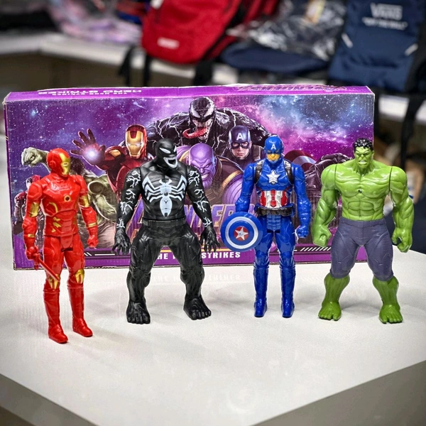 Superhero Action Figures Set – Avengers Style Toys for Kids, Includes Iron Hero, Venom, Captain, and Hulk | Gift for Boys