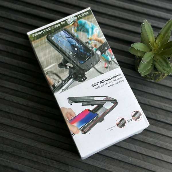 Waterproof Bike Phone Holder with 360° Rotation | Universal Motorcycle & Bicycle Handlebar Mount | Touchscreen Compatible | All-Weather Protection | Shockproof | Anti-Theft Design