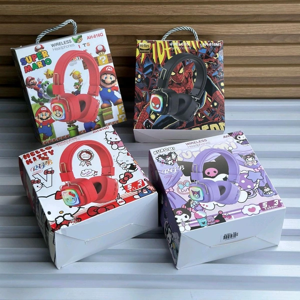 Cute RGB Cartoon Wireless Headphones – AH-816 Series. Wireless High Fidelity Sound Quality, Volume Control Ear Hanging Earphones
