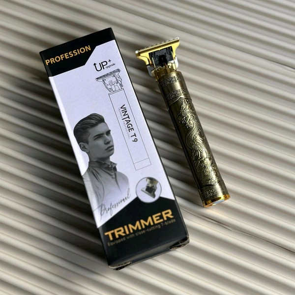 Vintage T9 Hair & Beard Trimmer | Rechargeable | Metal Body | USB Charging | 4 Guide Combs