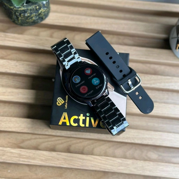 Active 2 Best Quality Smartwatch | 2.5D Curve HD Screen Full Touch Upto 1*2 days Battery Backup | Dual Strap - Black